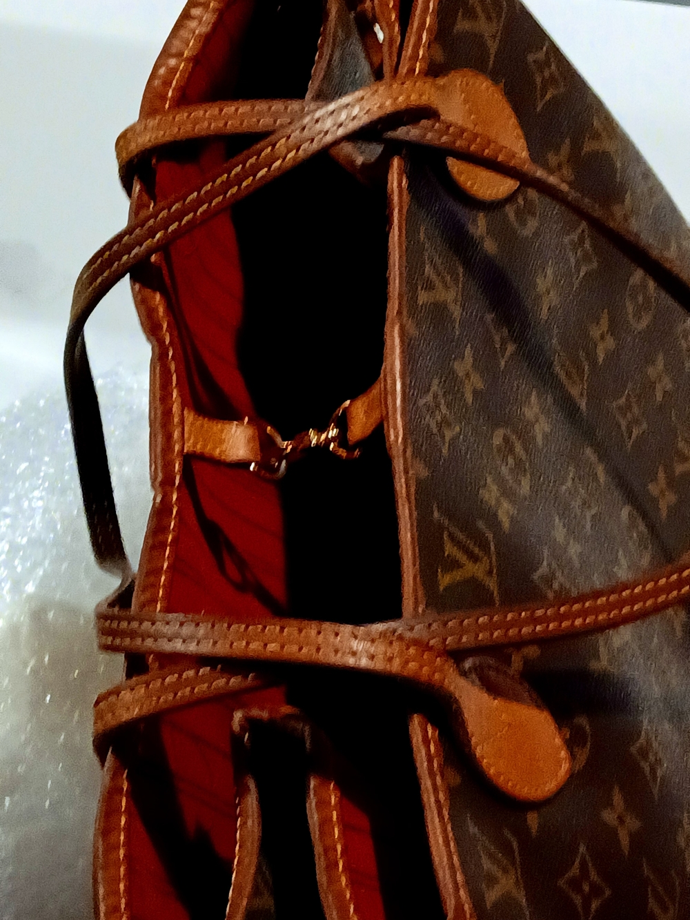 Louis Vuitton Set Neverfull Mm Bag Authentic Monogram Tote Shoulder Bag & Wallet